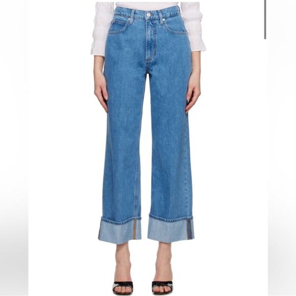 Frame Denim Denim - Frame Denim Rolled High Rise Jeans in Meadow